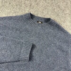 Uniqlo Sweater Mens Large Blue Wool Blend Crewneck Knit Pullover Casual